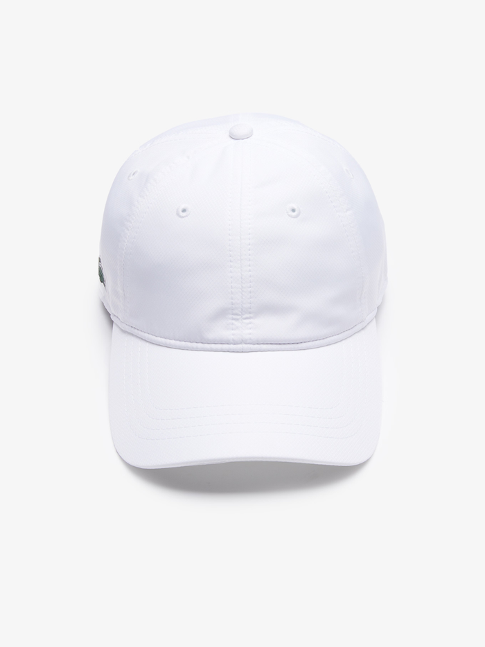 LACOSTE Lightweight Diamond Taffeta Sport Cap White - MAISONDEFASHION.COM