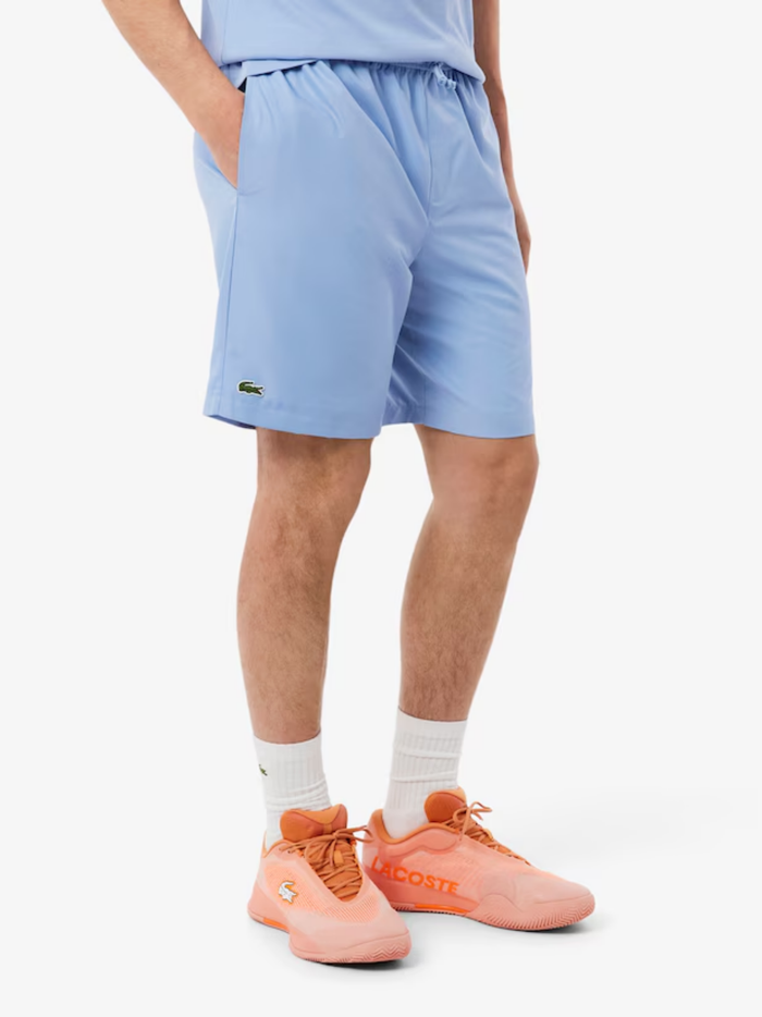 LACOSTE Lightweight Diamond Taffeta Sport Shorts Light Blue - MAISONDEFASHION.COM
