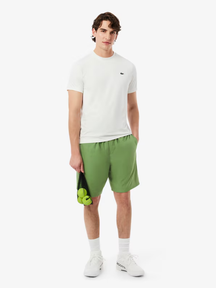 LACOSTE Lightweight Diamond Taffeta Sport Shorts Lime Green - MAISONDEFASHION.COM