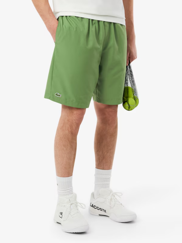 LACOSTE Lightweight Diamond Taffeta Sport Shorts Lime Green - MAISONDEFASHION.COM
