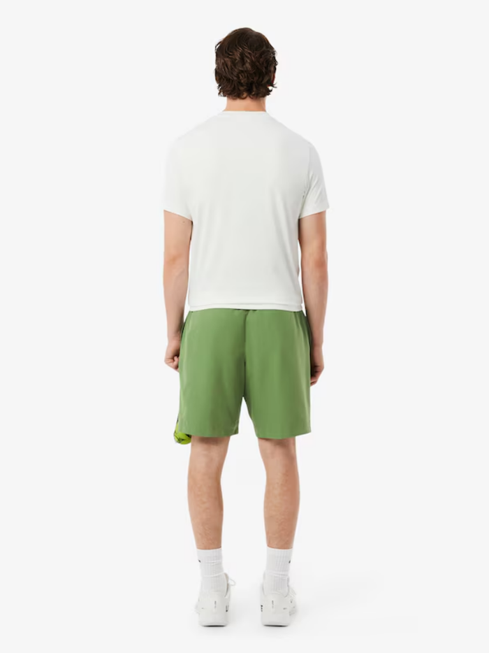 LACOSTE Lightweight Diamond Taffeta Sport Shorts Lime Green - MAISONDEFASHION.COM