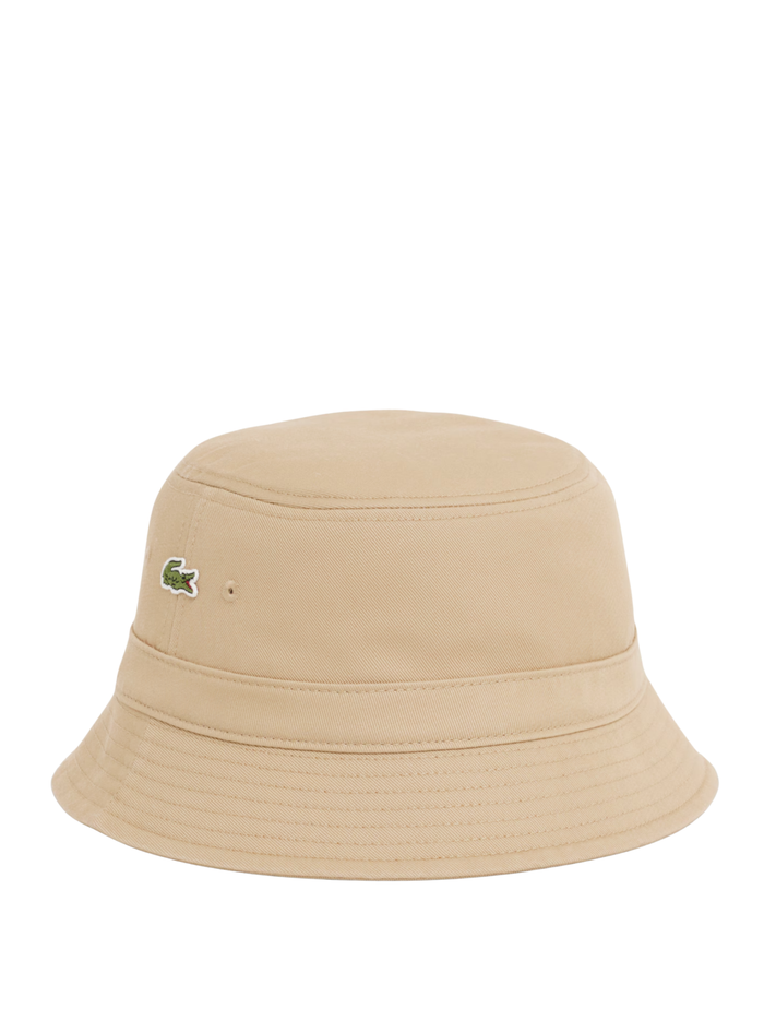 LACOSTE Lined Cotton Twill Bucket Hat Beige