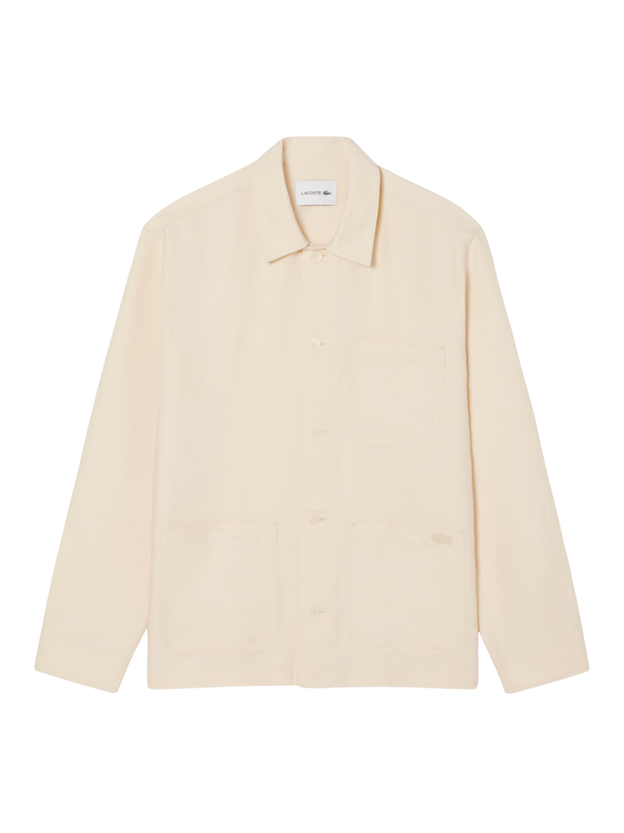 LACOSTE Linen Blend Overshirt Beige