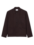 LACOSTE Linen Blend Overshirt Brown - MAISONDEFASHION.COM
