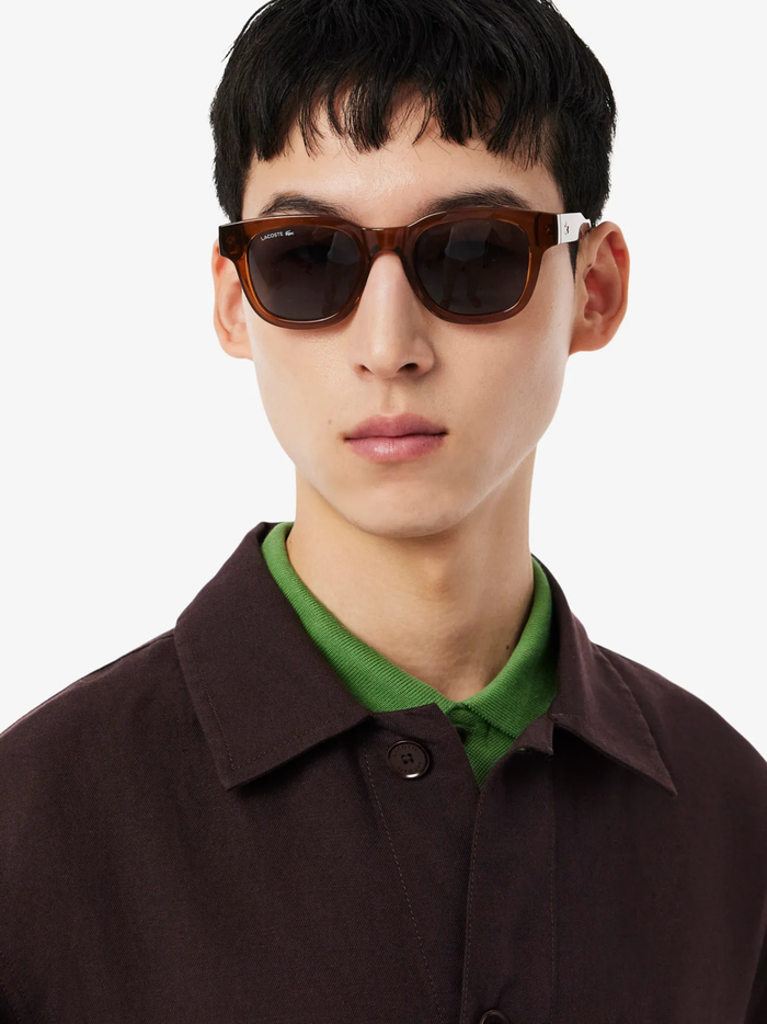LACOSTE Linen Blend Overshirt Brown - MAISONDEFASHION.COM