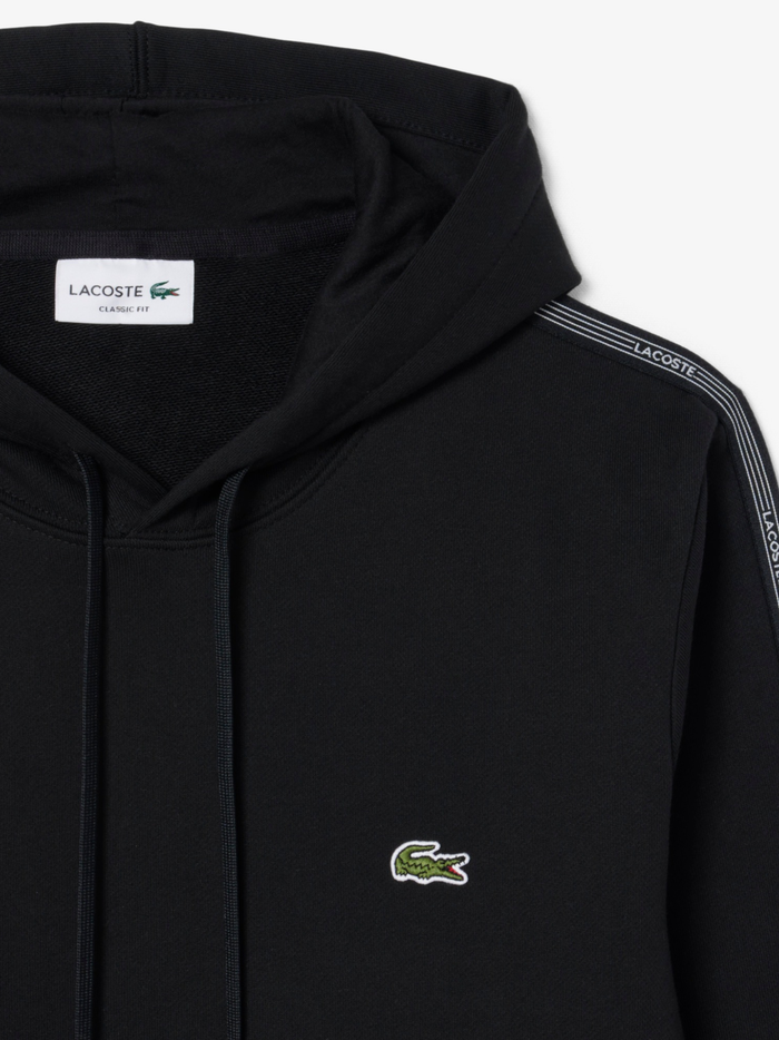 LACOSTE Logo Stripe Zipped Hoodie Black - MAISONDEFASHION.COM