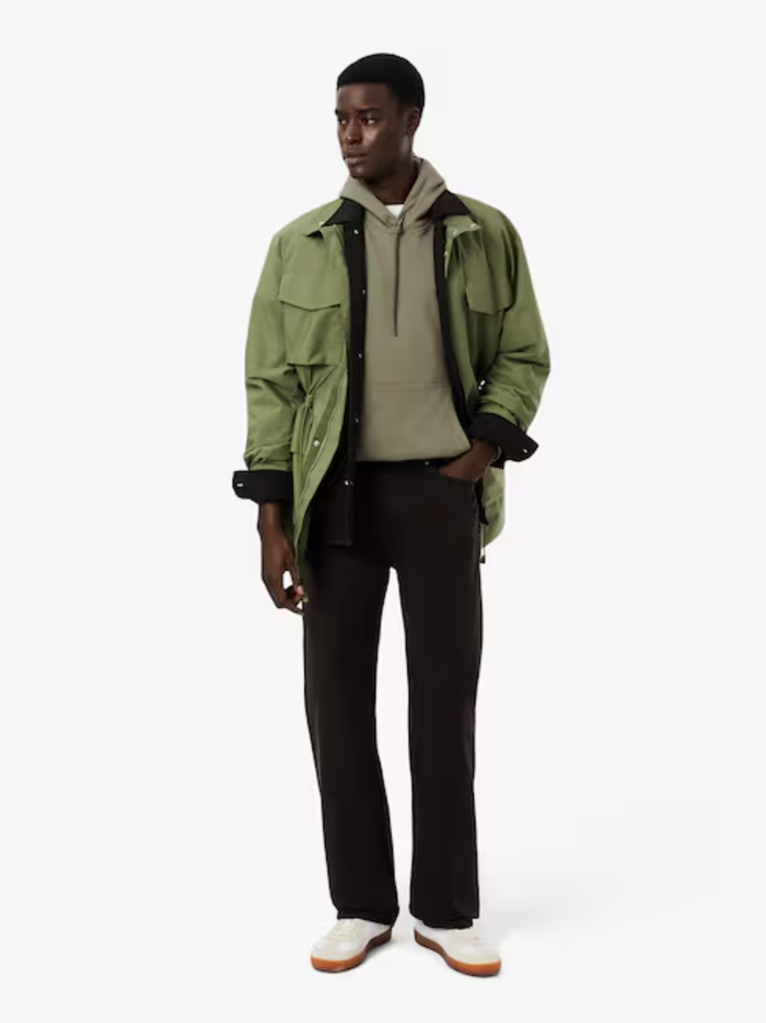 LACOSTE Logo Stripe Zipped Hoodie Khaki Green - MAISONDEFASHION.COM