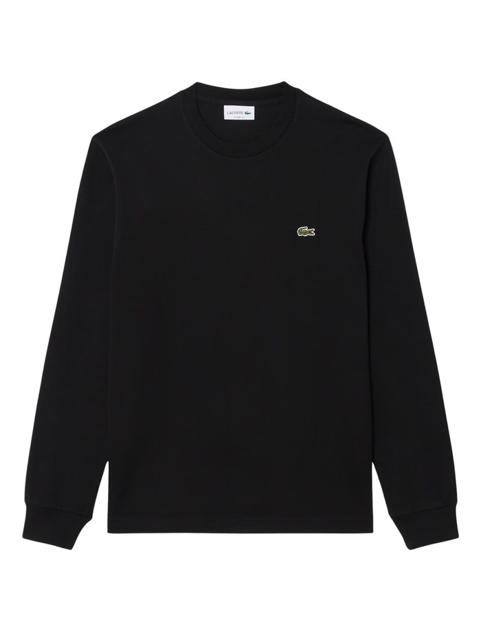LACOSTE Long Sleeved Cotton T-shirt Black