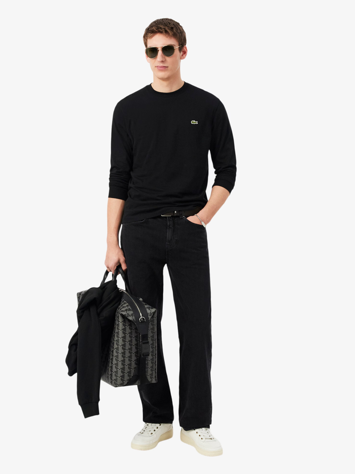 LACOSTE Long Sleeved Cotton T-shirt Black