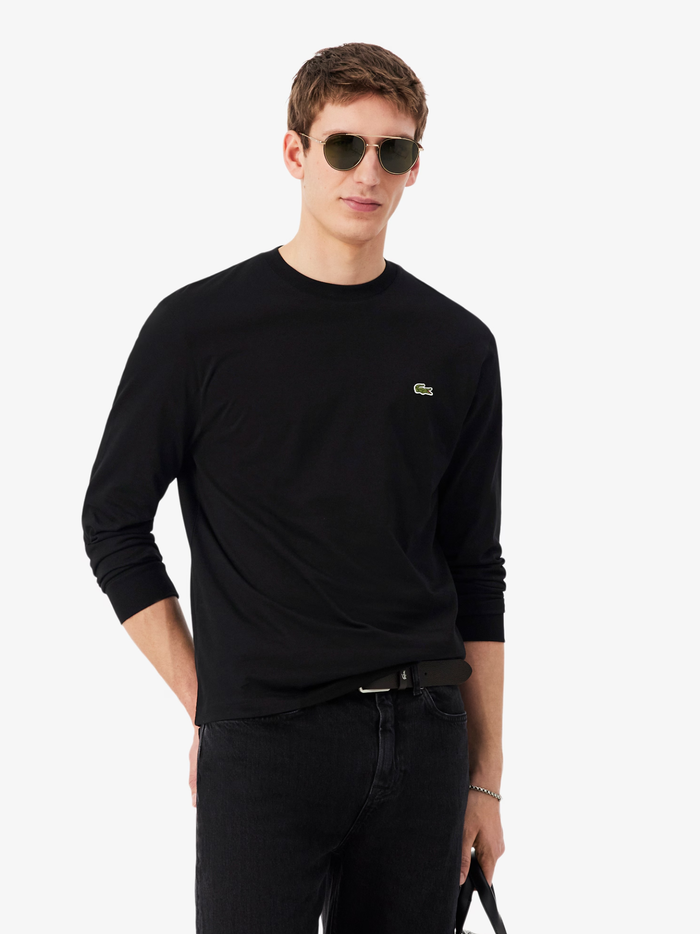 LACOSTE Long Sleeved Cotton T-shirt Black