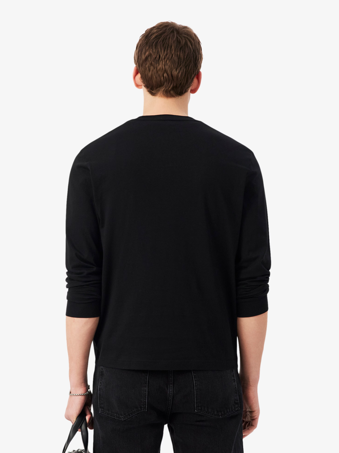 LACOSTE Long Sleeved Cotton T-shirt Black