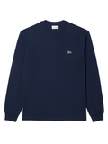 LACOSTE Long Sleeved Cotton T-shirt Midnight Blue - MAISONDEFASHION.COM