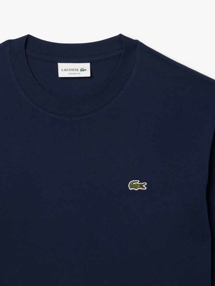 LACOSTE Long Sleeved Cotton T-shirt Midnight Blue - MAISONDEFASHION.COM