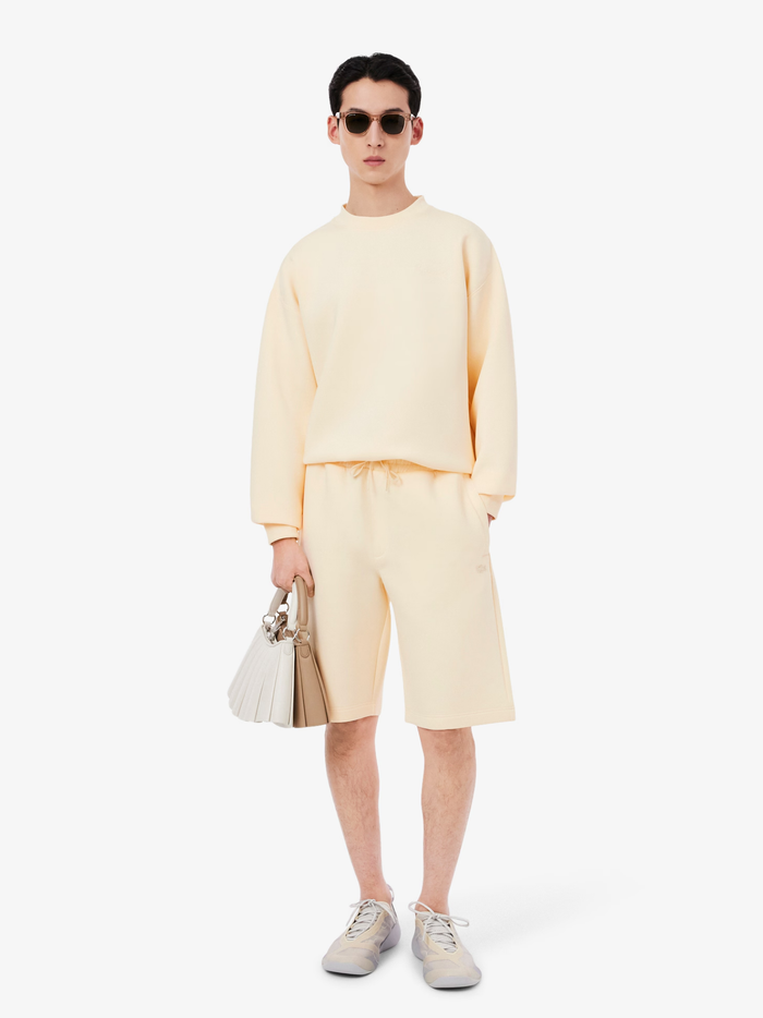 LACOSTE Loose Fit Embroidered Sweatshirt Beige - MAISONDEFASHION.COM