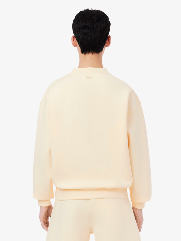 LACOSTE Loose Fit Embroidered Sweatshirt Beige - MAISONDEFASHION.COM