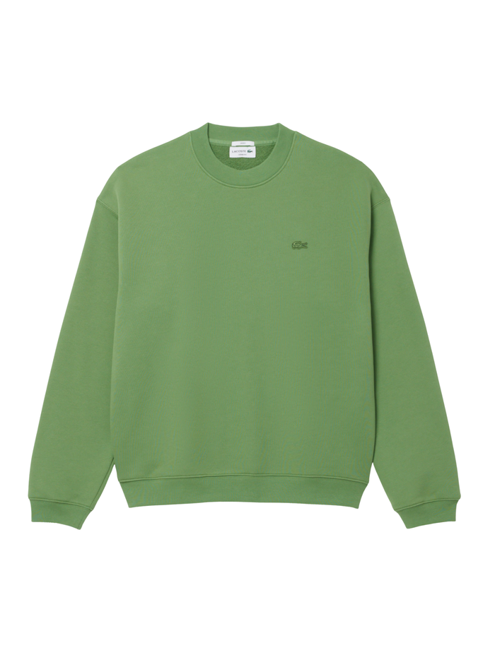 LACOSTE Loose Fit Heavy Fleece Sweatshirt Lime Green - MAISONDEFASHION.COM