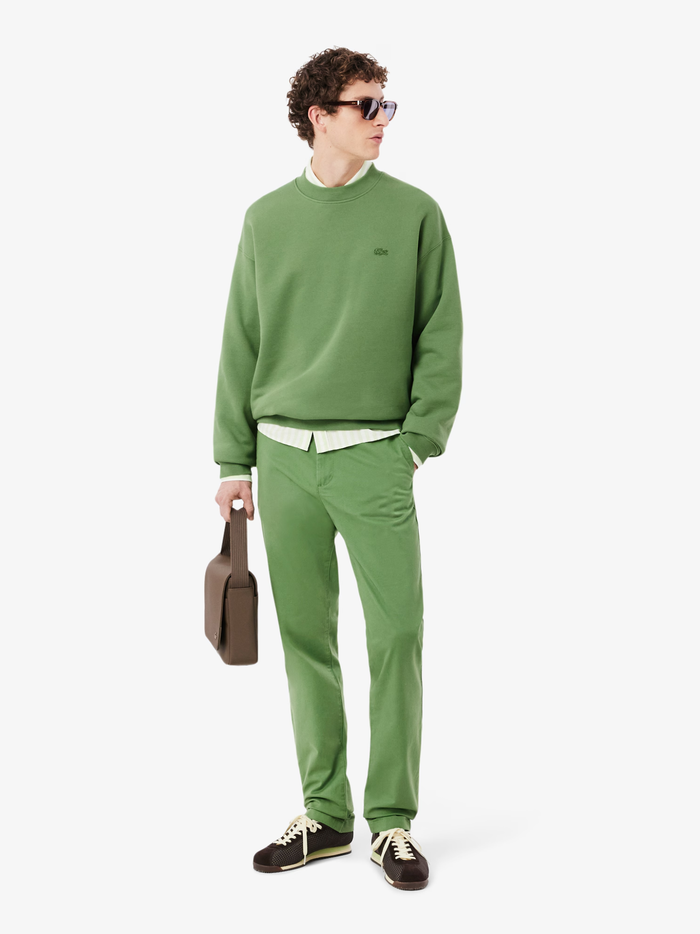 LACOSTE Loose Fit Heavy Fleece Sweatshirt Lime Green - MAISONDEFASHION.COM
