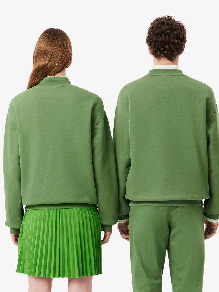 LACOSTE Loose Fit Heavy Fleece Sweatshirt Lime Green - MAISONDEFASHION.COM