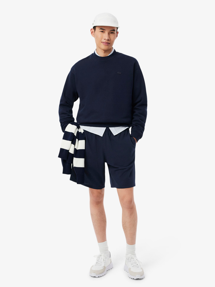 LACOSTE Loose Fit Heavy Fleece Sweatshirt Midnight Blue - MAISONDEFASHION.COM