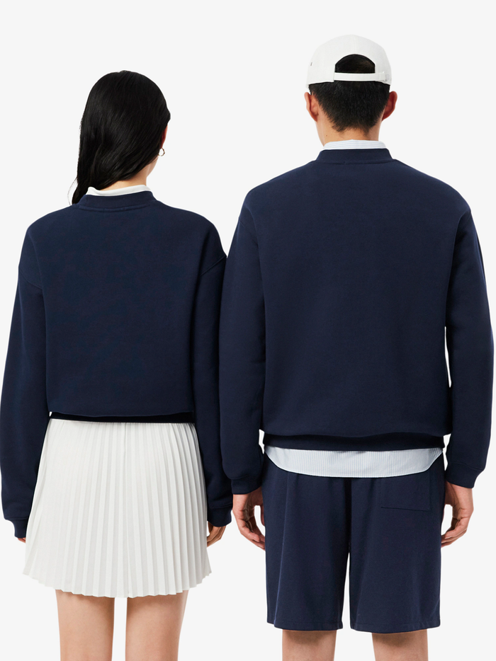 LACOSTE Loose Fit Heavy Fleece Sweatshirt Midnight Blue - MAISONDEFASHION.COM