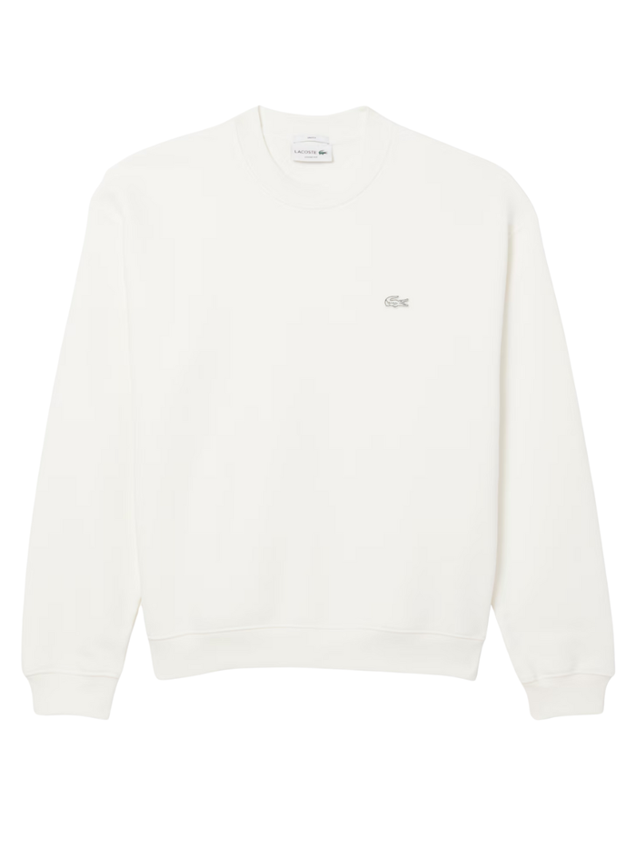 LACOSTE Loose Fit Heavy Fleece Sweatshirt White - MAISONDEFASHION.COM