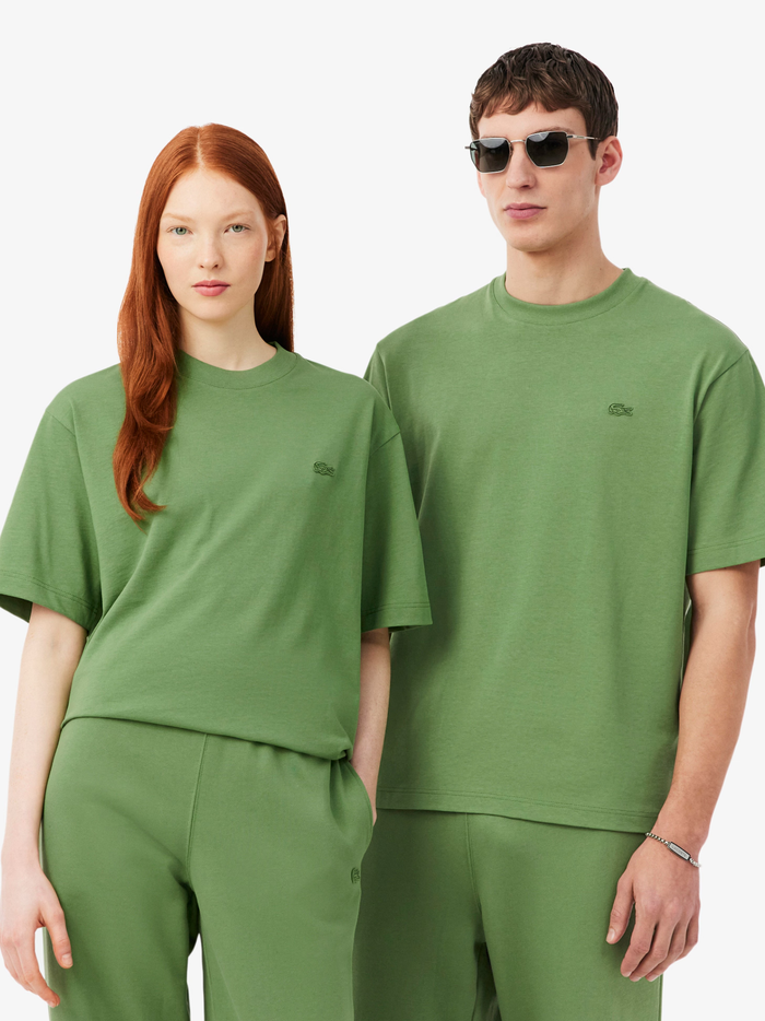 LACOSTE Loose Fit Heavy Jersey T-shirt Lime Green - MAISONDEFASHION.COM
