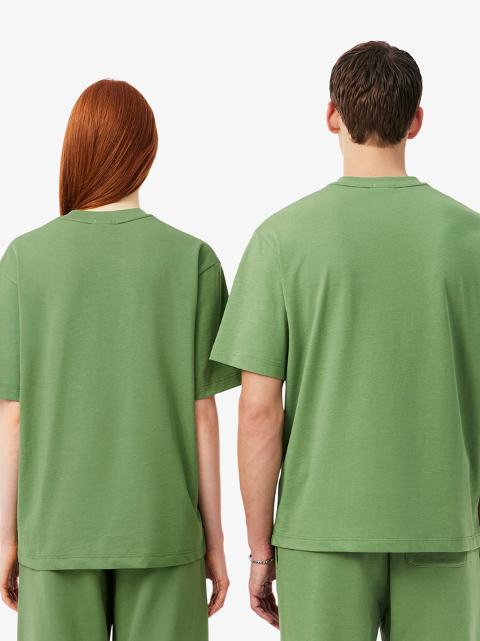 LACOSTE Loose Fit Heavy Jersey T-shirt Lime Green - MAISONDEFASHION.COM