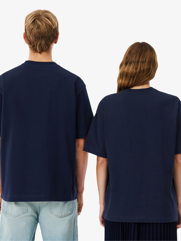 LACOSTE Loose Fit Heavy Jersey T-shirt Midnight Blue - MAISONDEFASHION.COM