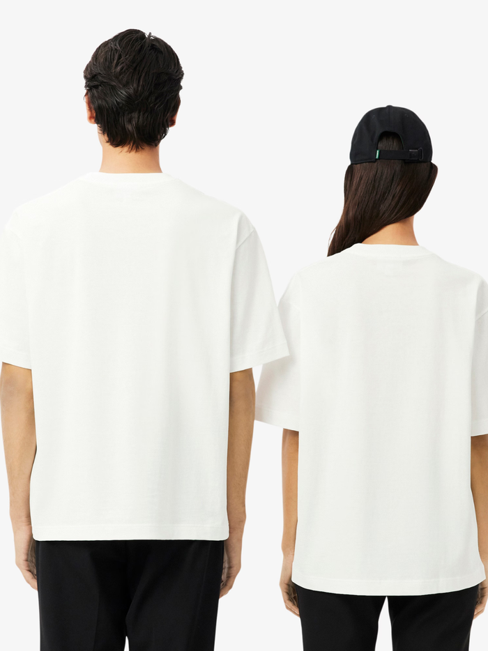 LACOSTE Loose Fit Heavy Jersey T-shirt White - MAISONDEFASHION.COM