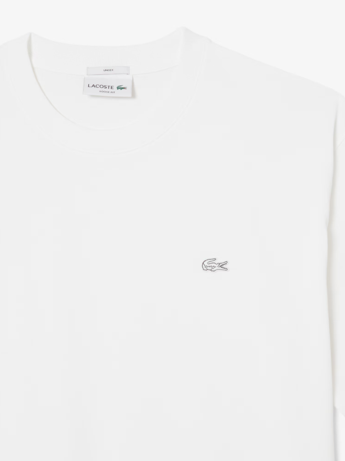 LACOSTE Loose Fit Heavy Jersey T-shirt White - MAISONDEFASHION.COM