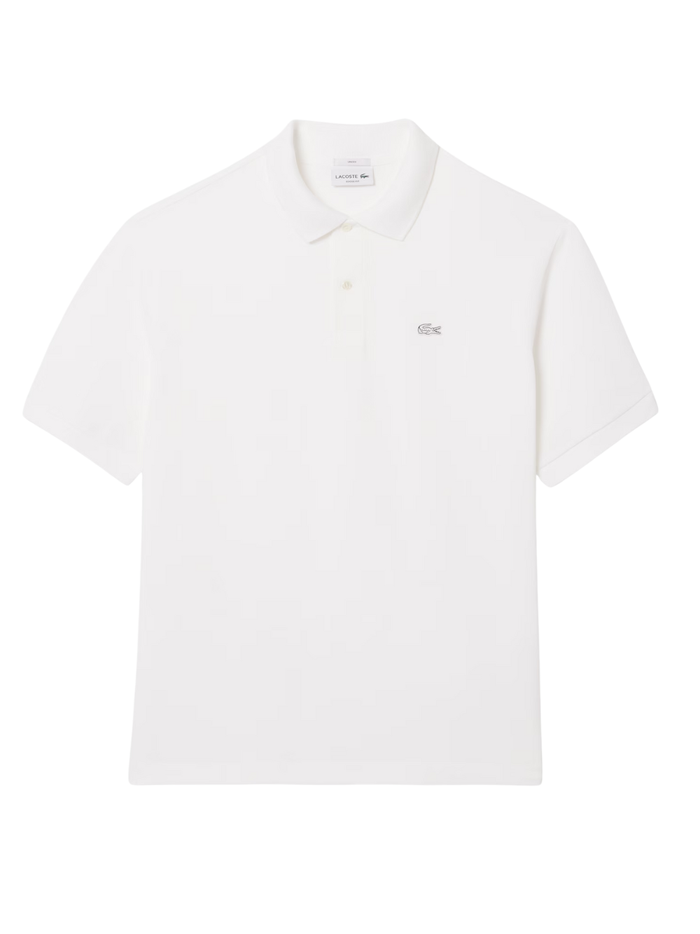 LACOSTE Loose Fit Heavy Piqué Polo Shirt White - MAISONDEFASHION.COM
