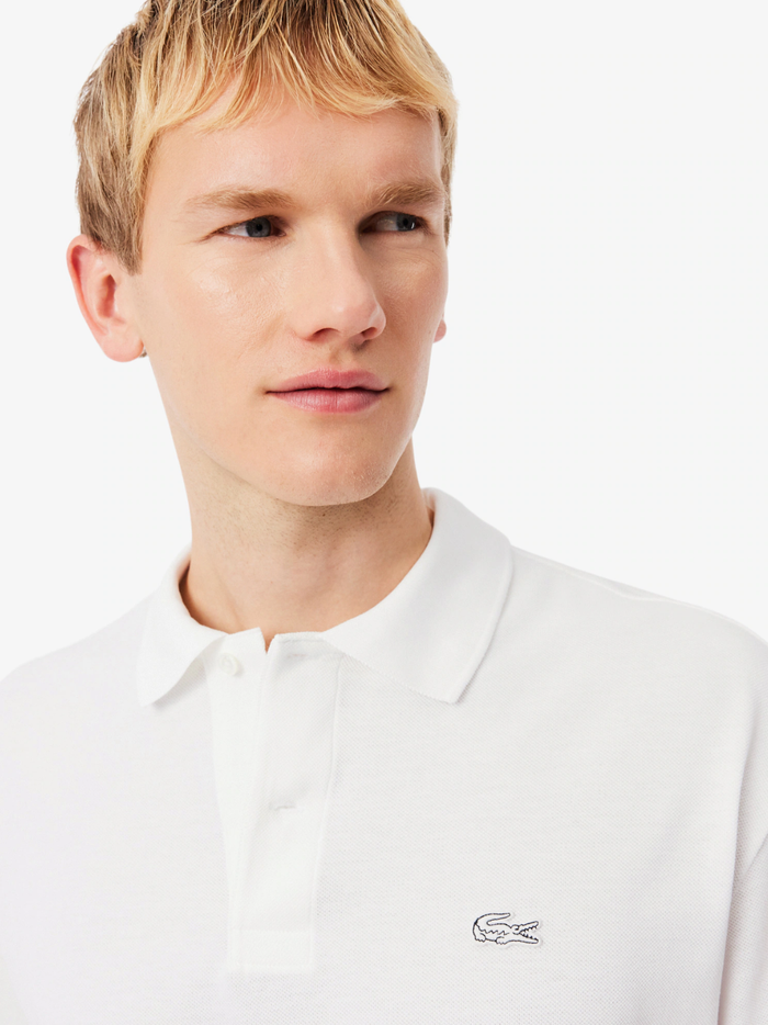 LACOSTE Loose Fit Heavy Piqué Polo Shirt White - MAISONDEFASHION.COM