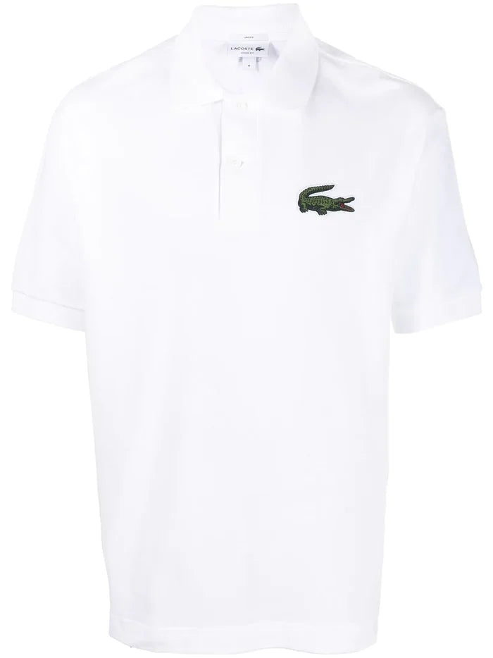 LACOSTE Loose Fit Large Logo Polo Shirt White - MAISONDEFASHION.COM