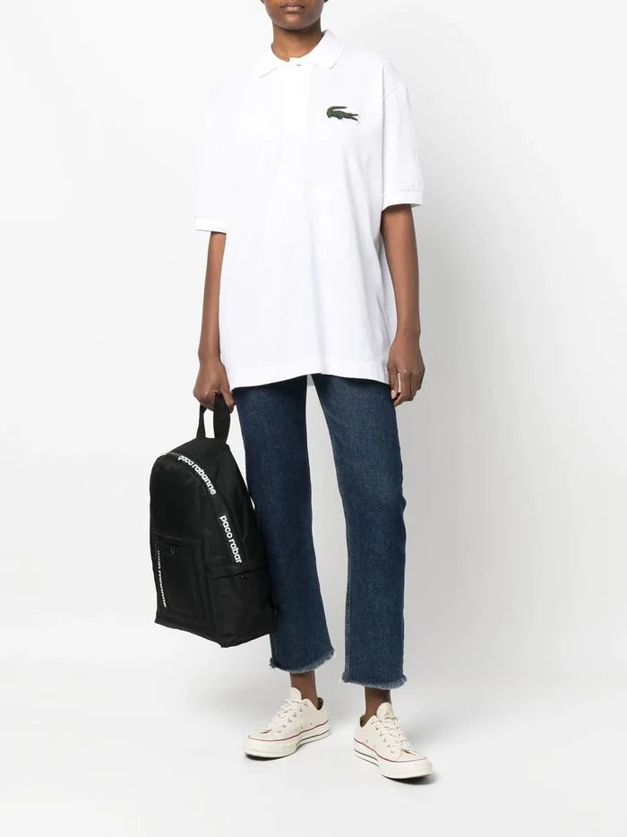 LACOSTE Loose Fit Large Logo Polo Shirt White - MAISONDEFASHION.COM