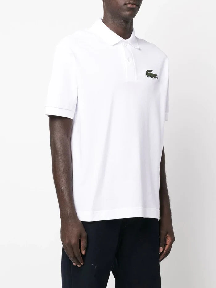LACOSTE Loose Fit Large Logo Polo Shirt White - MAISONDEFASHION.COM