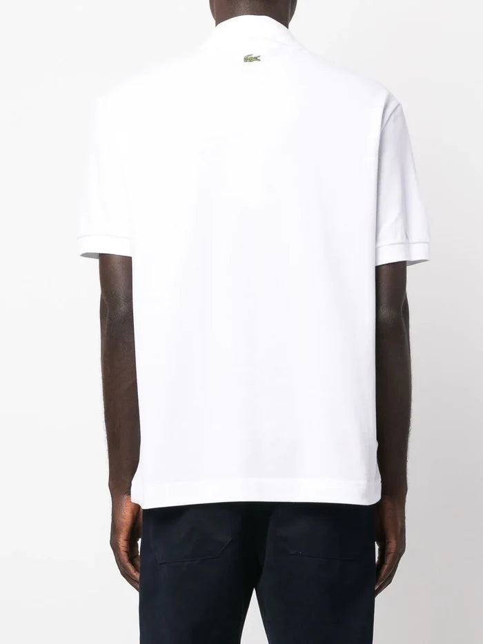 LACOSTE Loose Fit Large Logo Polo Shirt White - MAISONDEFASHION.COM