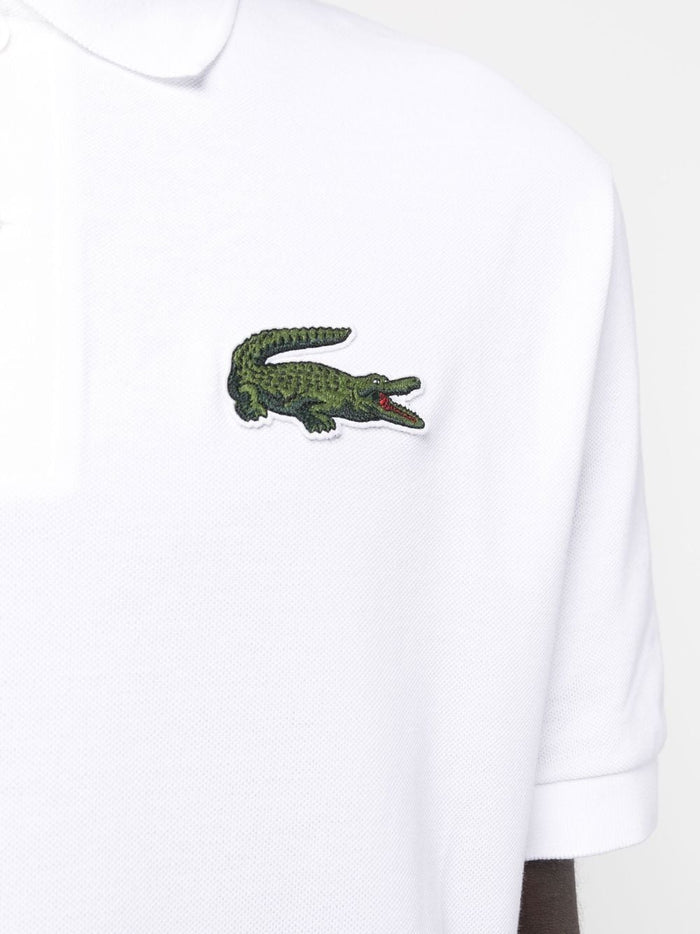 LACOSTE Loose Fit Large Logo Polo Shirt White - MAISONDEFASHION.COM