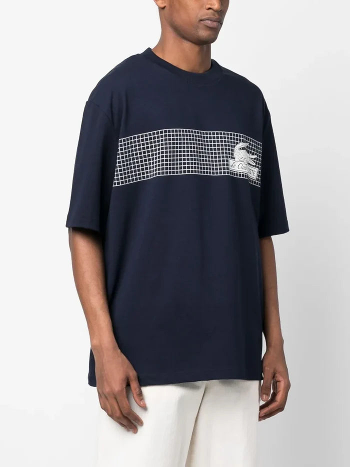 LACOSTE Loose Fit Tennis Print T-Shirt Navy - MAISONDEFASHION.COM