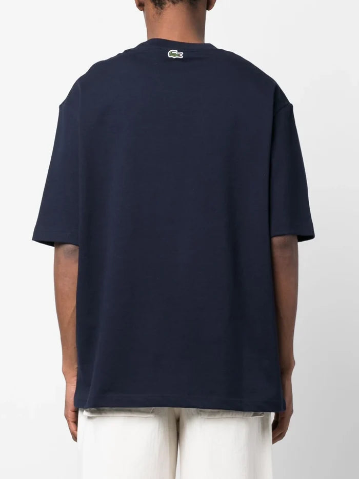 LACOSTE Loose Fit Tennis Print T-Shirt Navy - MAISONDEFASHION.COM