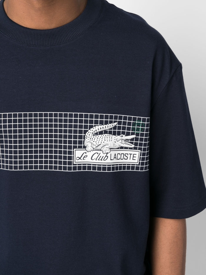 LACOSTE Loose Fit Tennis Print T-Shirt Navy - MAISONDEFASHION.COM
