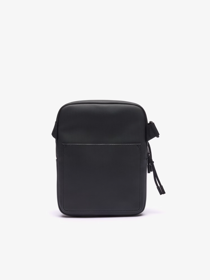 LACOSTE Medium LCST Piqué Satchel Black - MAISONDEFASHION.COM
