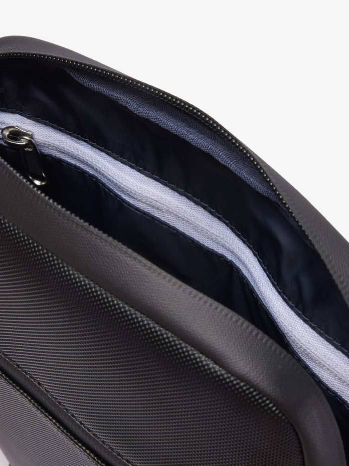 LACOSTE Medium LCST Piqué Satchel Black - MAISONDEFASHION.COM