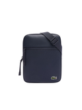 LACOSTE Medium LCST Piqué Satchel Eclipse Blue - MAISONDEFASHION.COM