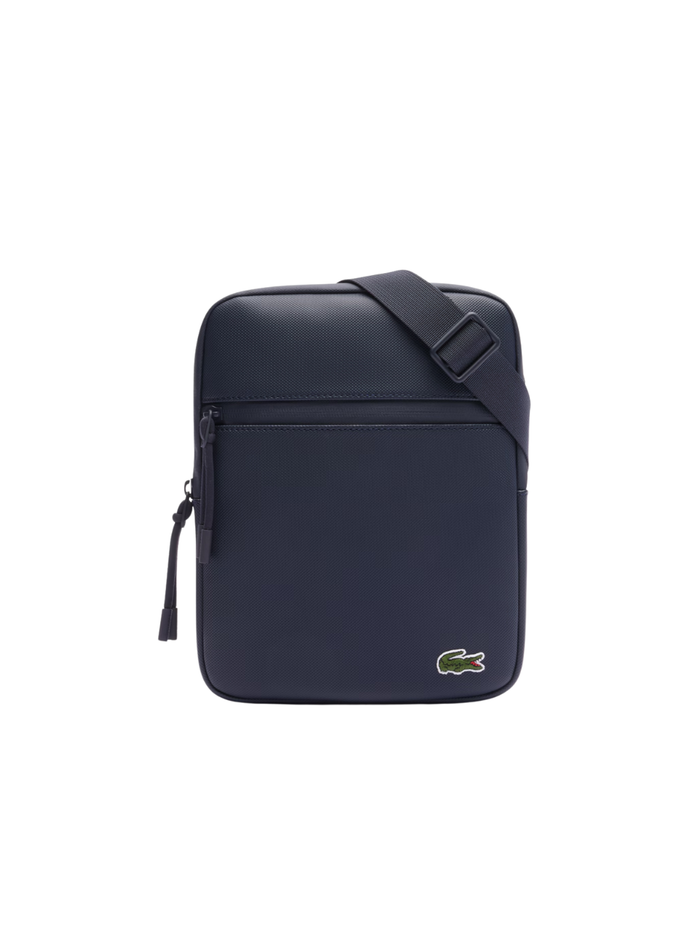 LACOSTE Medium LCST Piqué Satchel Eclipse Blue - MAISONDEFASHION.COM