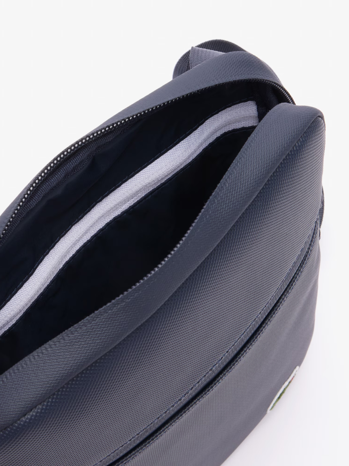 LACOSTE Medium LCST Piqué Satchel Eclipse Blue - MAISONDEFASHION.COM