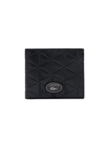 LACOSTE Medium Monogram Leather Billfold Black - MAISONDEFASHION.COM