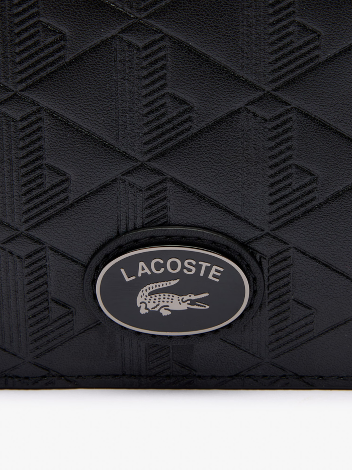 LACOSTE Medium Monogram Leather Billfold Black - MAISONDEFASHION.COM