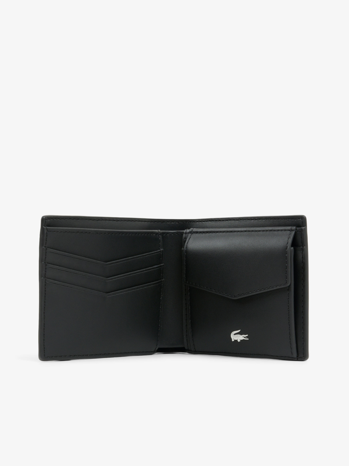 LACOSTE Medium Ossian Leather Billfold Black - MAISONDEFASHION.COM