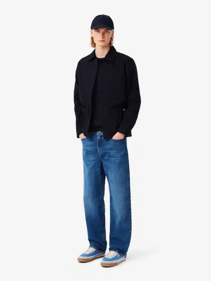 LACOSTE Merino Wool Crew Neck Sweater Midnight Blue - MAISONDEFASHION.COM