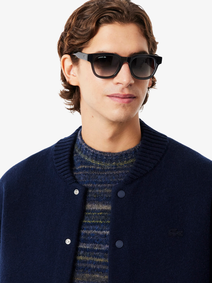 LACOSTE Merino Wool Jersey Bomber Jacket Midnight Blue - MAISONDEFASHION.COM
